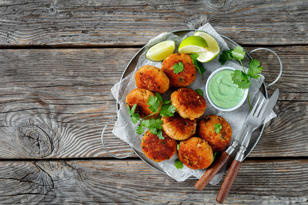 Fish Cakes con Salsa de cilantro
