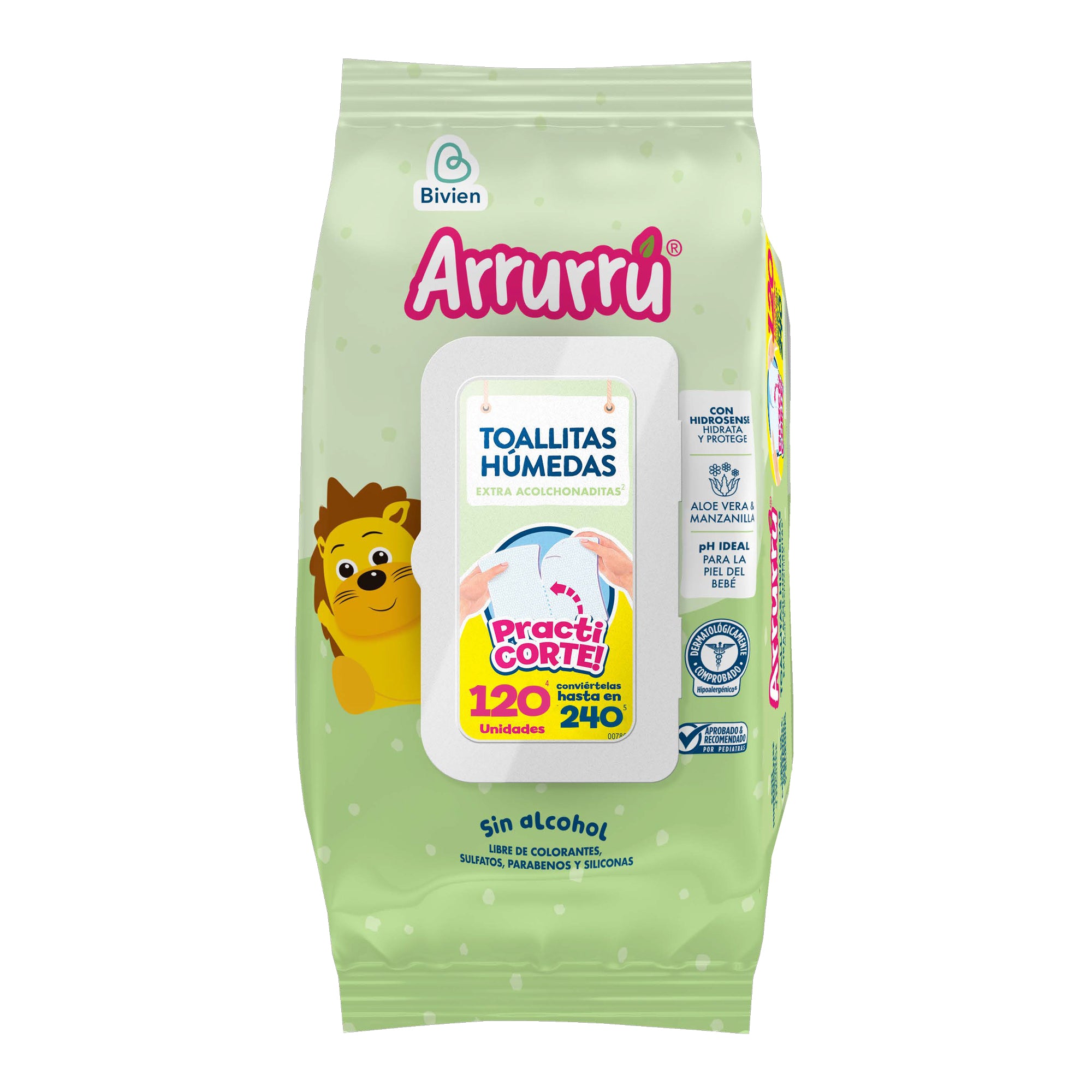 ArrurĂş Toallitas Humedas Aloe & Manzanilla 120u