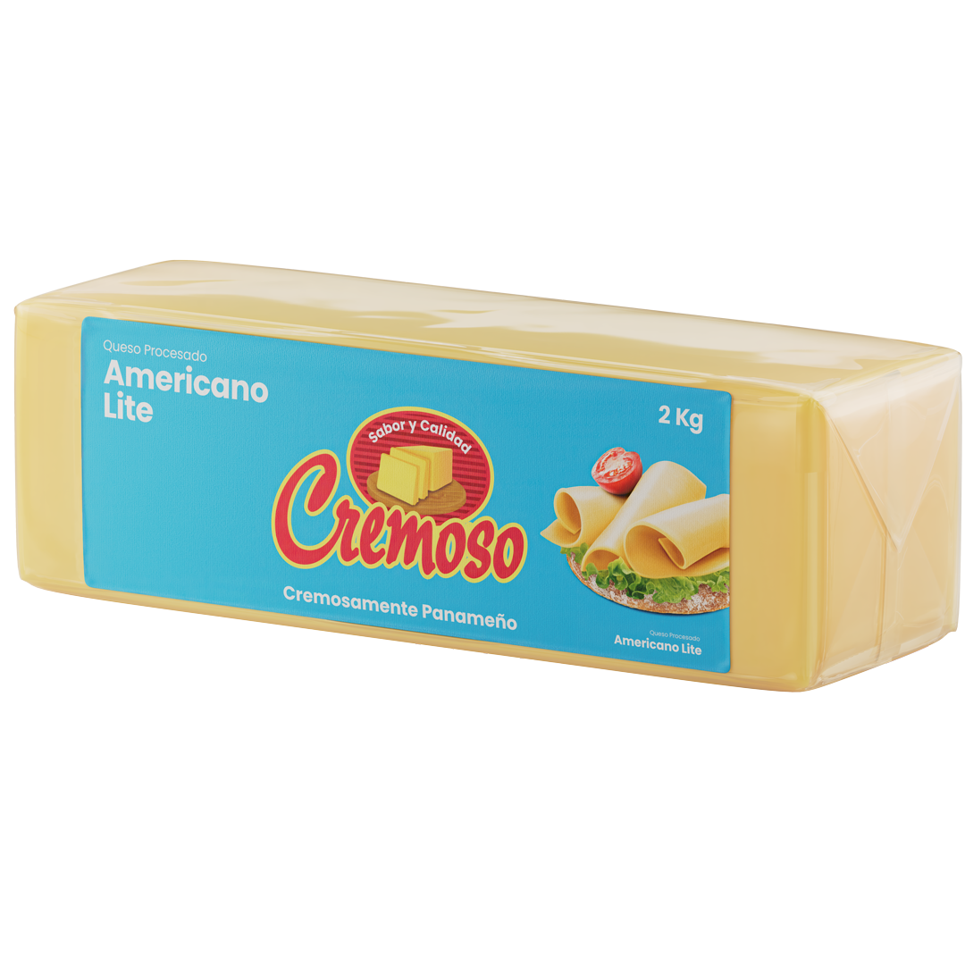 Cremoso Queso Amarillo tipo Americano Lite en Barra 2 Kg