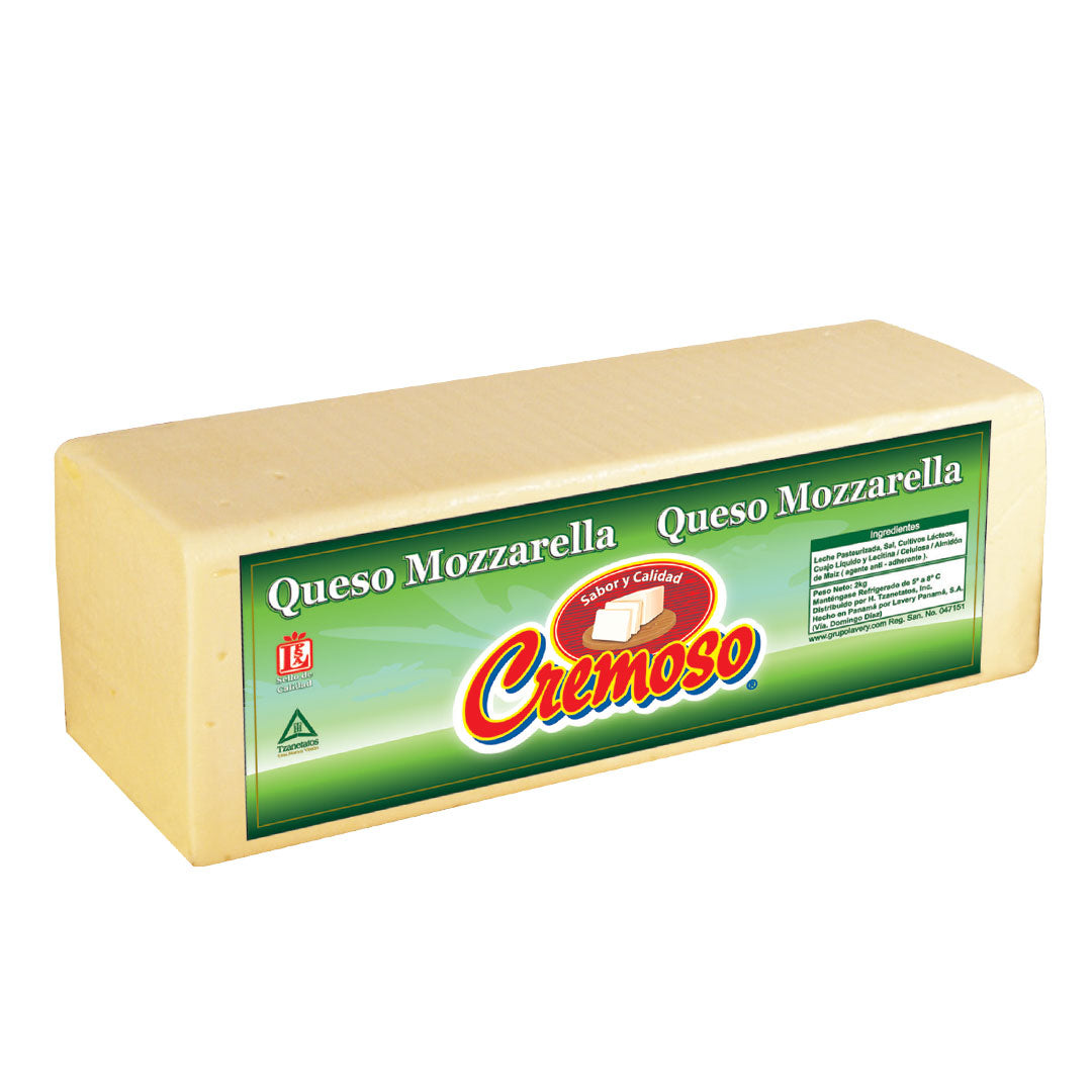 Cremoso Queso Mozzarella en Barra 2 Kg