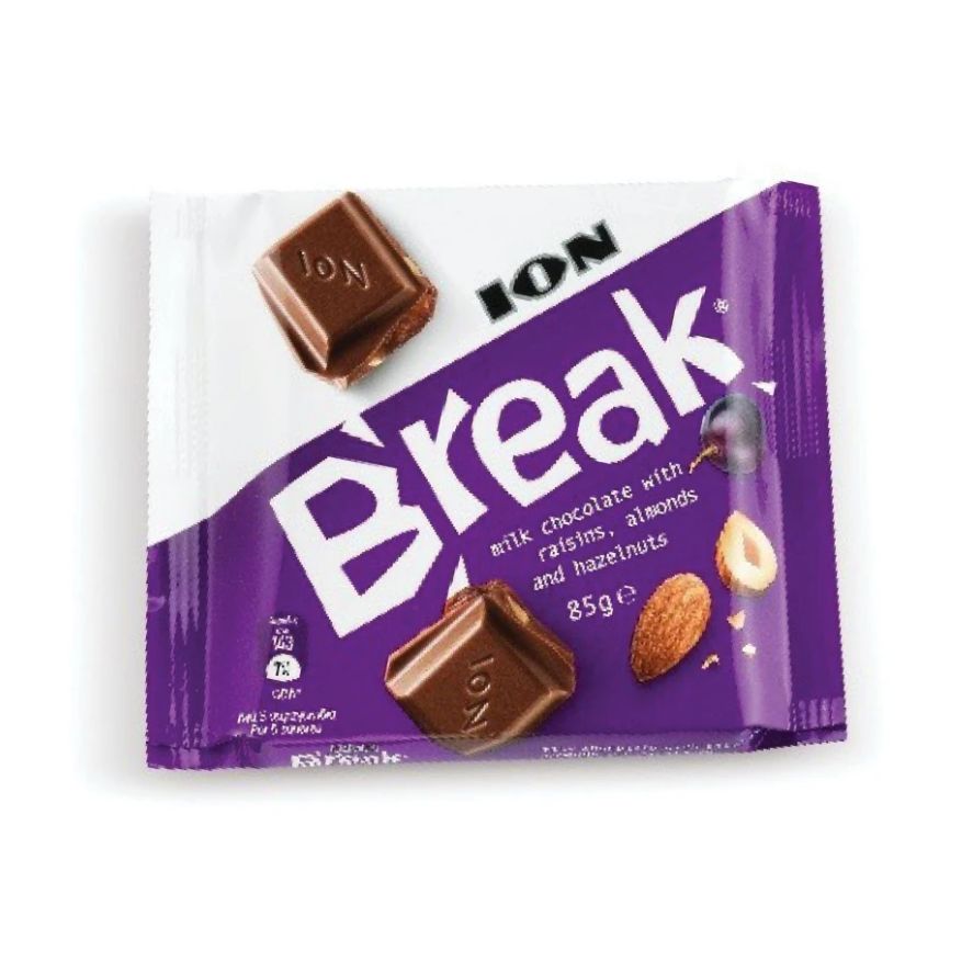 Ion Break Chocolate De Leche Con Pasitas, Almendras Y Avellanas 85 gr