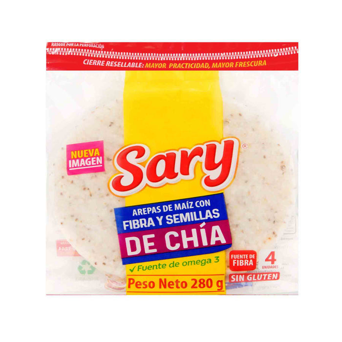 Sary Arepa de Maíz con Fibra y Semilla de Chia 350 gr