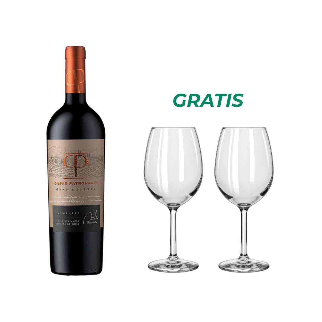 Gran Reserva Carmenere 750 ml + 2 Copas de Cristal GRATIS