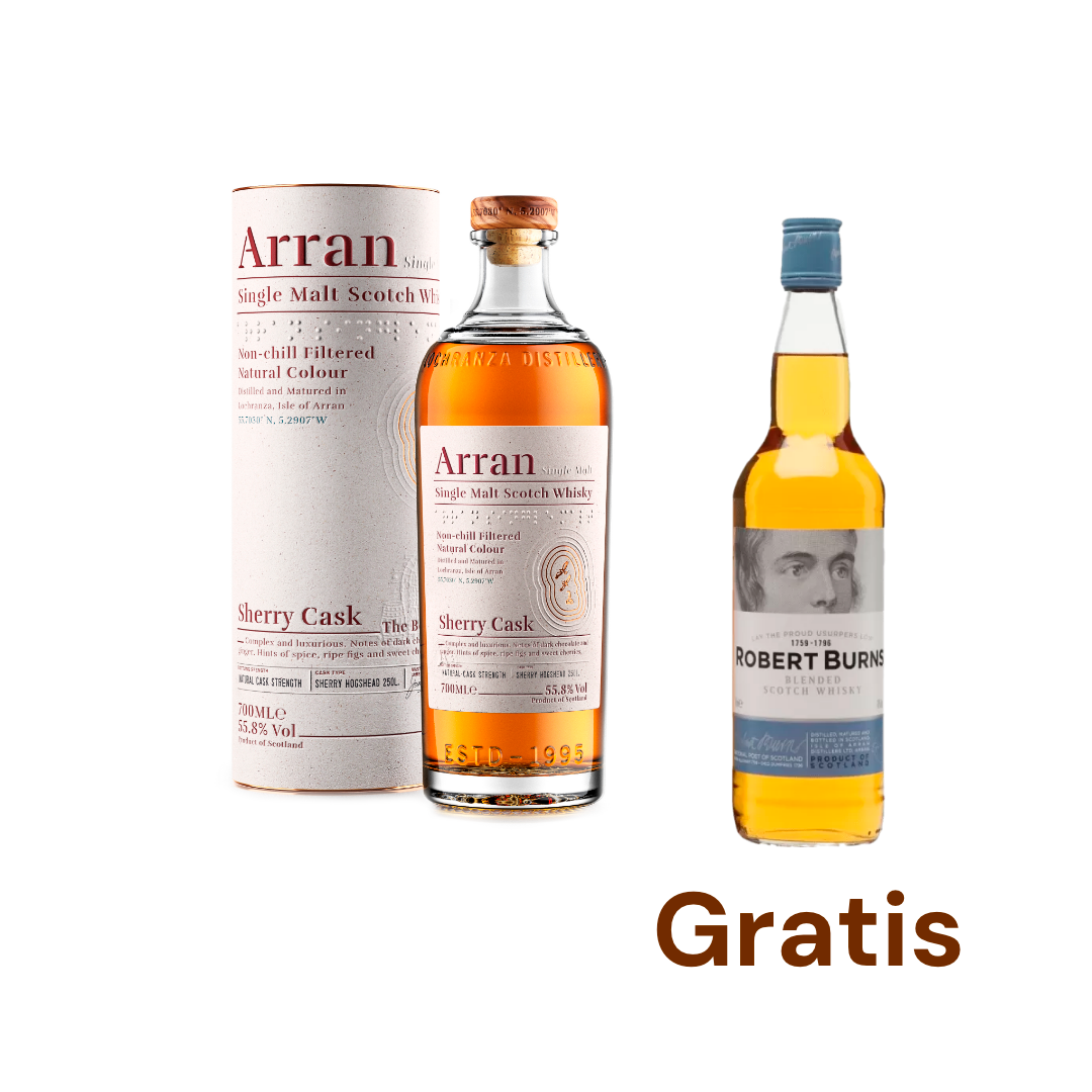 Arran Single Malt Sherry Cask Whisky + Robert Burns Blended GRATIS