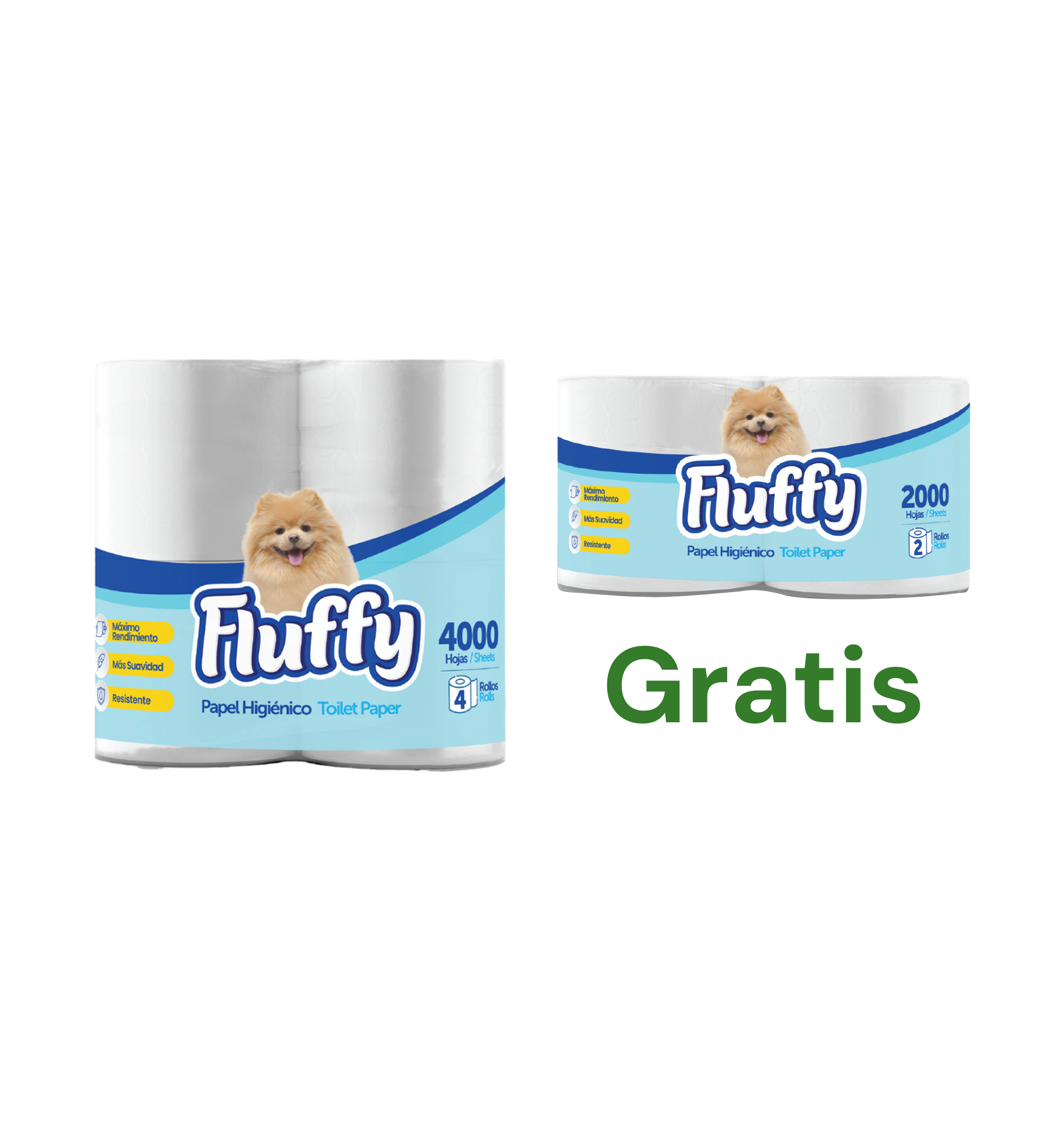 Fluffy Mil Hojas 4 rollos + GRATIS Fluffy 2 rollos