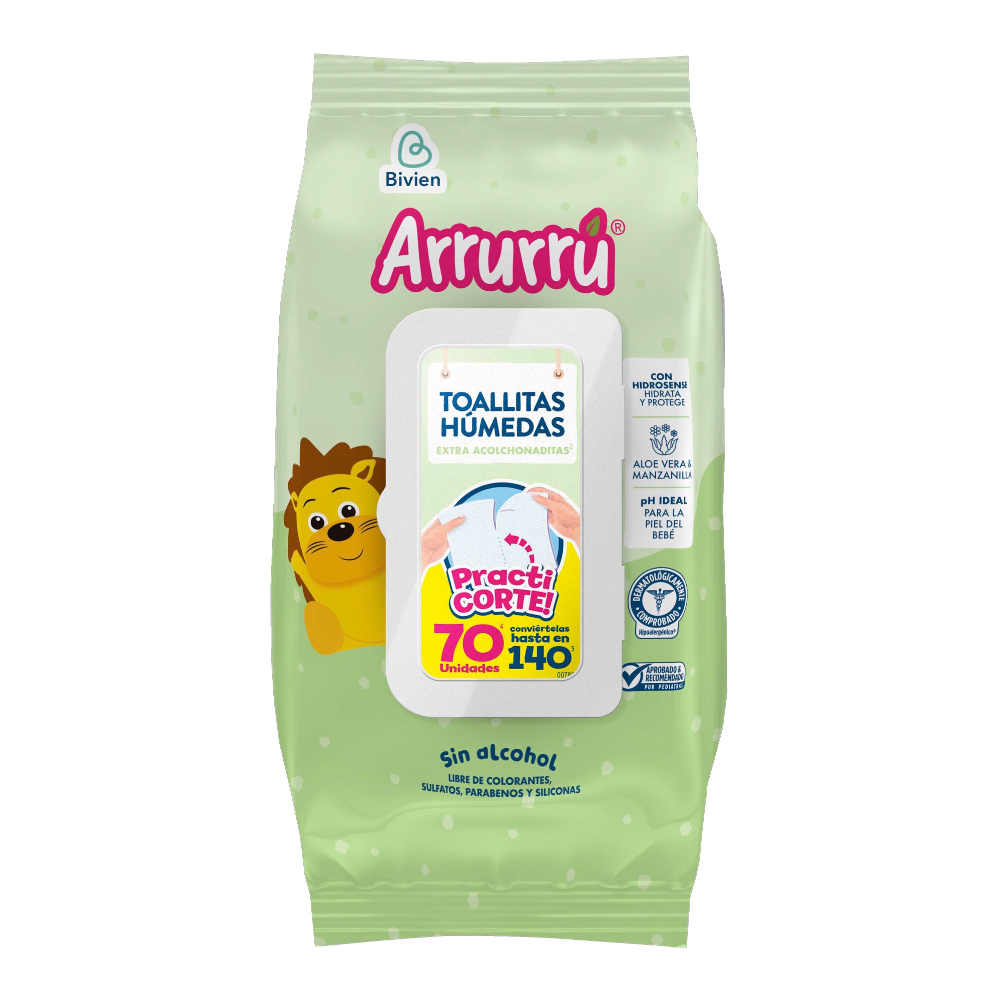 Arrurrú Naturals Toallitas Húmedas Aloe & Manzanilla 70 Unidades