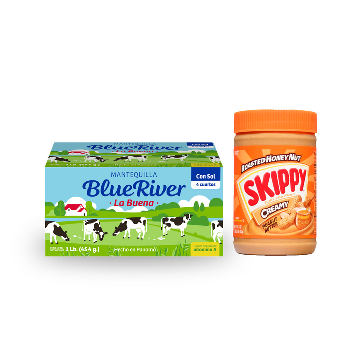 PROMO BLUE RIVER MANTEQUILLA 1 LIBRA BLUE RIVER MANTEQUILLA 1 LIBRA + Skippy Honey Nuts Skippy Honey Nuts