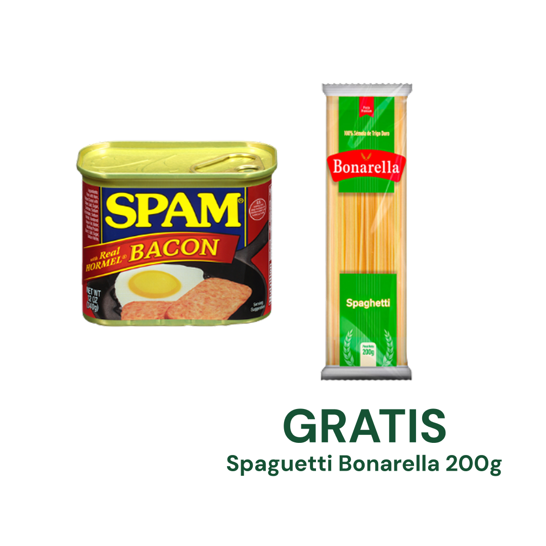 Hormel Spam Bacon 12 onzas + GRATIS Spaguetti Bonarella 200g