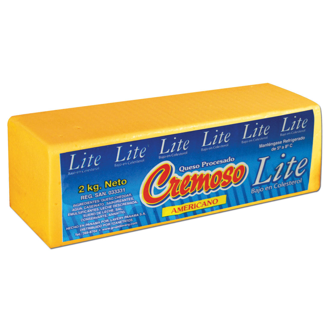 Cremoso Queso Amarillo tipo Americano Lite en Barra  2 Kg