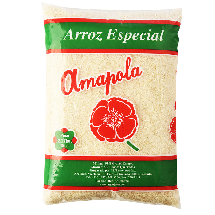 Arroz Amapola 5 lb / 2.27 kg + Gratis 1 lb de Lentejas Amapola